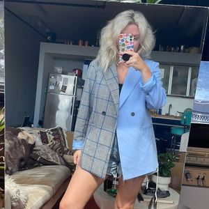 Split Patterned Oversized Blazer